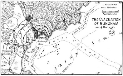 1950年12月興南撤退の作戦図（クリックで拡大表示）
