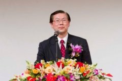 記念大会で講演する徳野英治・日本統一教会会長